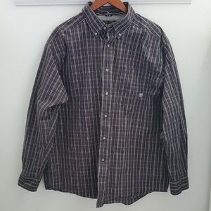Ariat Men's Pro Series Plaid Button Down Size XL Black Multi Color
